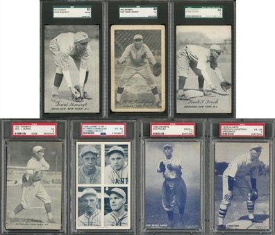 1921-1936 Exhibits Graded Collection (7 Different) – Including Five Hall of Fame Subjects